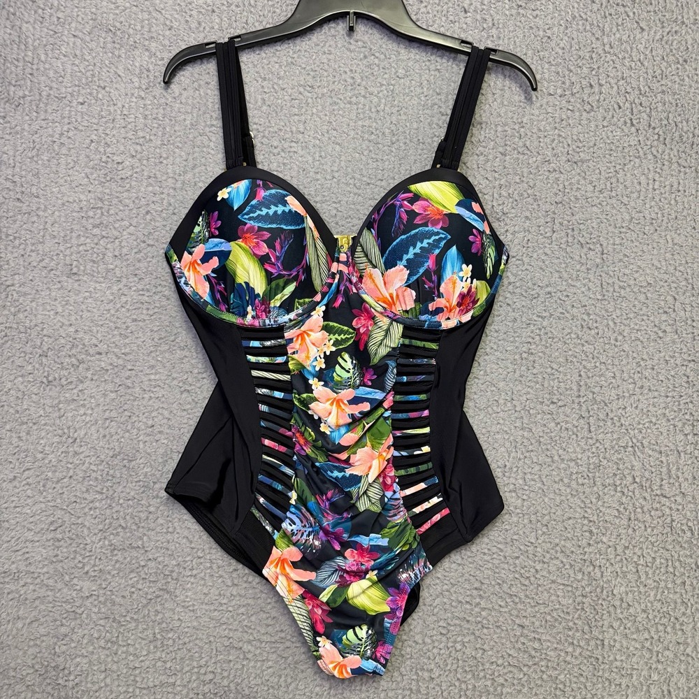 Swimsuits For All Women's Size 18 Swimsuit Black Floral Underwire One Piece